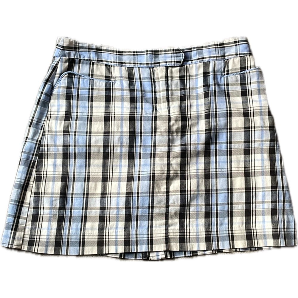 IZOD Golf Classic /Stretch Blue & White Plaid Golf Skort with Pockets .